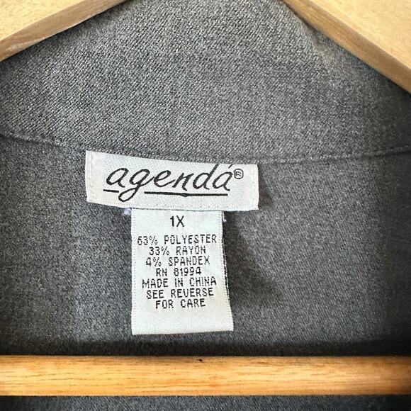 Agenda Gray Long Sleeve, One Button, Long Blazer sz 1x - Picture 2 of 10